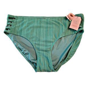 Bikini Swimsuit Bottom Forest Green Ribbed Mid Rise Hipster Woman's 2X 20/22 LR1